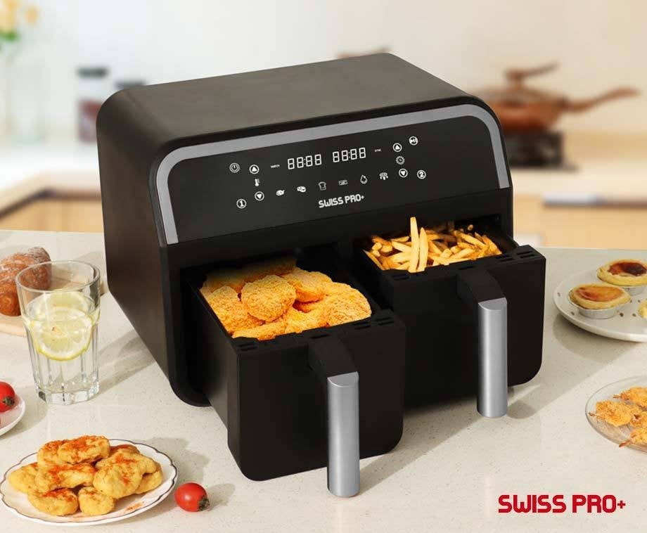 DUBBELE XXL AIRFYERS SWISS-PRO VAN 119.95 VOOR 39.95 EURO.., Witgoed en Apparatuur, Airfryers, Nieuw, 1500 gram of meer, Ophalen of Verzenden