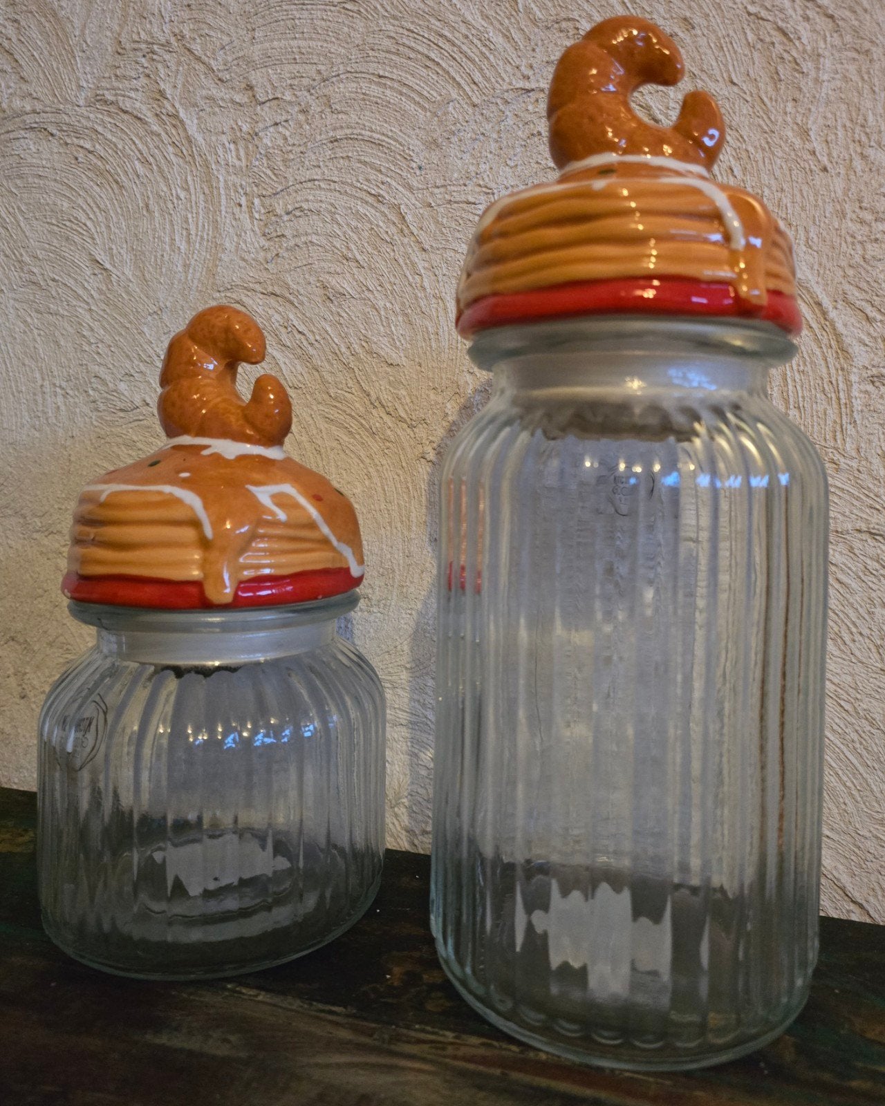 NIEUW Leuke set 2 Glazen Voorraadpotten Croissant-deksel, Glas, Nieuw, Ophalen of Verzenden, Voorraadpot