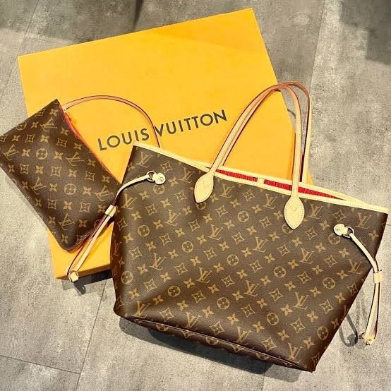 Louis Vuitton Neverfull MM met Pochette - Zo goed als nieuw, Ophalen of Verzenden, Zo goed als nieuw, Bruin, Shopper