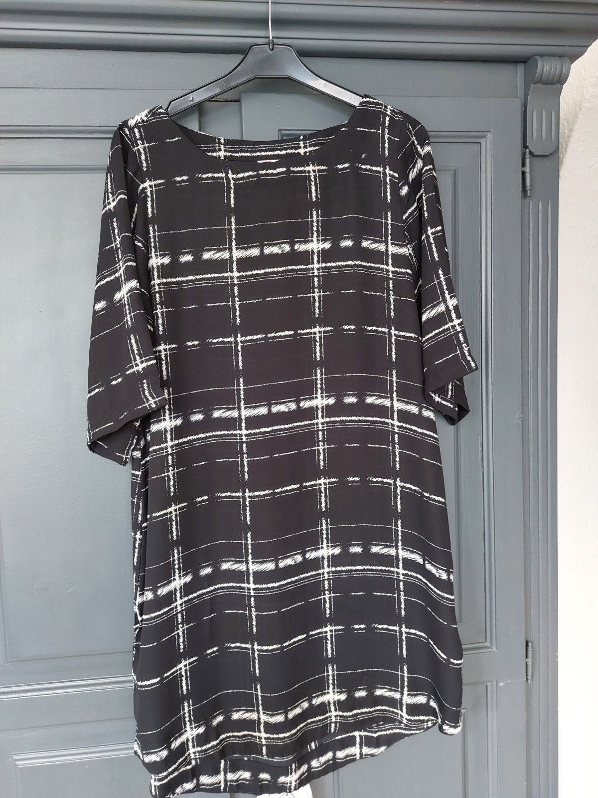 Casual Ladies Zwart-Wit Geruite Jurk Maat M, Maat 38/40 (M), Zwart, Casual Ladies, Ophalen of Verzenden