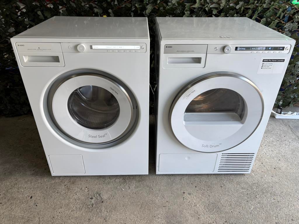 ASKO Wasmachine + Droger set, Ophalen, 8 tot 10 kg, Refurbished, 1600 toeren of meer
