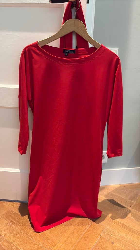La dress xs valt als 38 40 M jurk rood, Maat 38/40 (M), Ophalen of Verzenden, Zo goed als nieuw, Knielengte