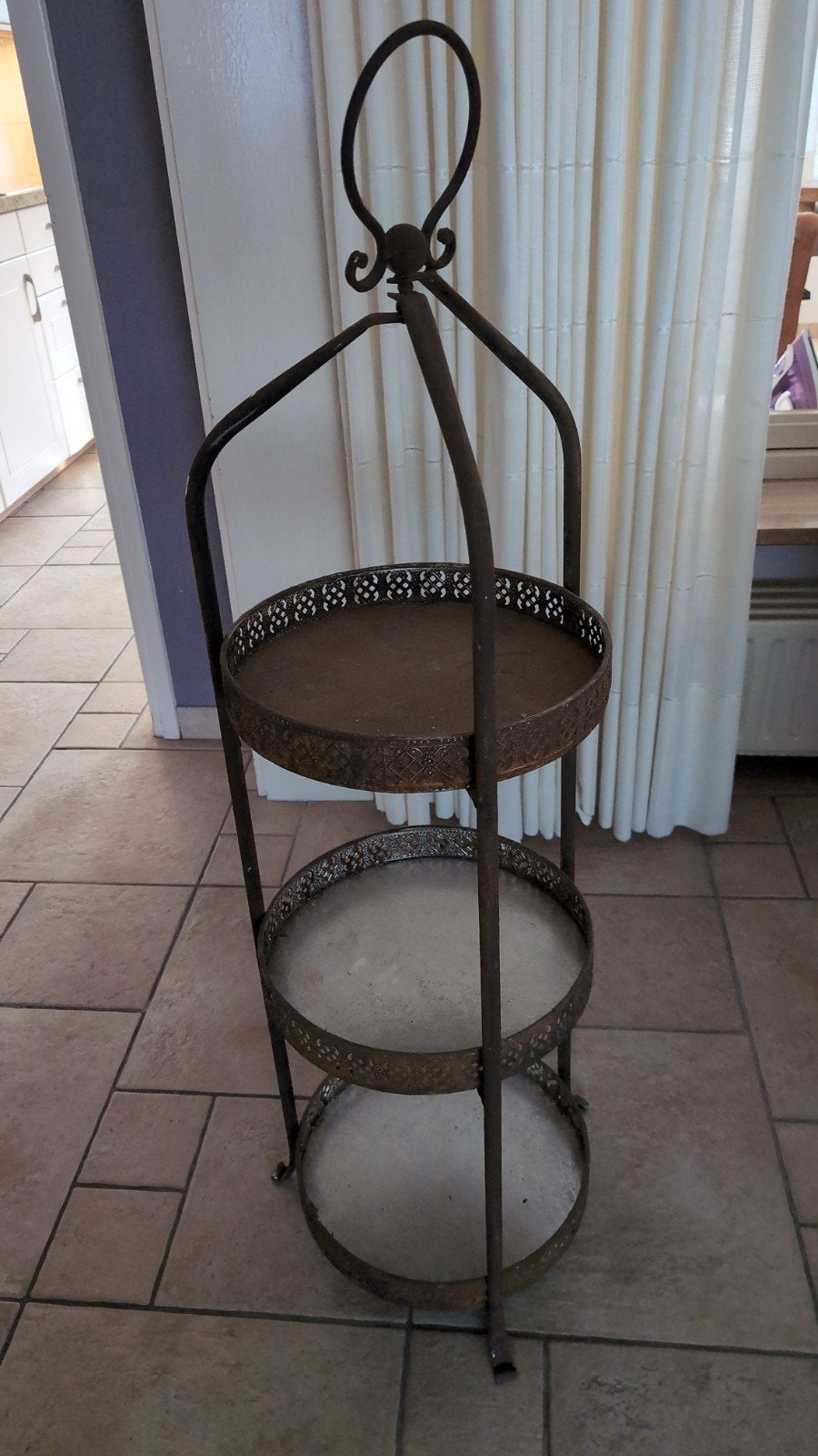 Vintage metal etagère met 3 lagen, Antiek en Kunst, Ophalen