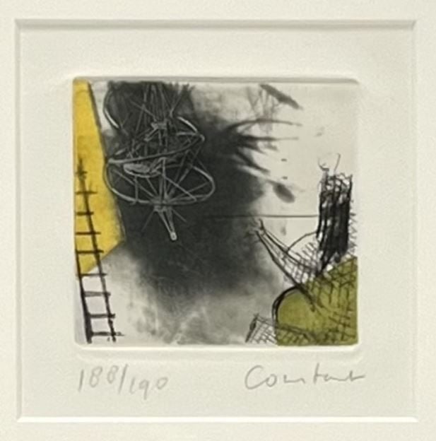 Constant A Nieuwenhuys(1920) Kleuren Ets " Robot " Ges Gen, Antiek en Kunst, 10 cm, Ophalen of Verzenden, 10 cm, 1950 - 1999