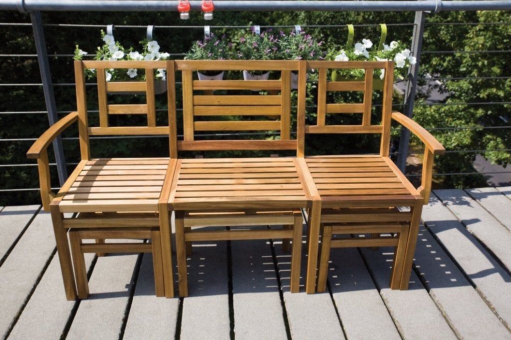 Houten bank - chitchat meubel - 5 delige tuinset balkonset, Ophalen, 5 zitplaatsen, Wilms, Nieuw