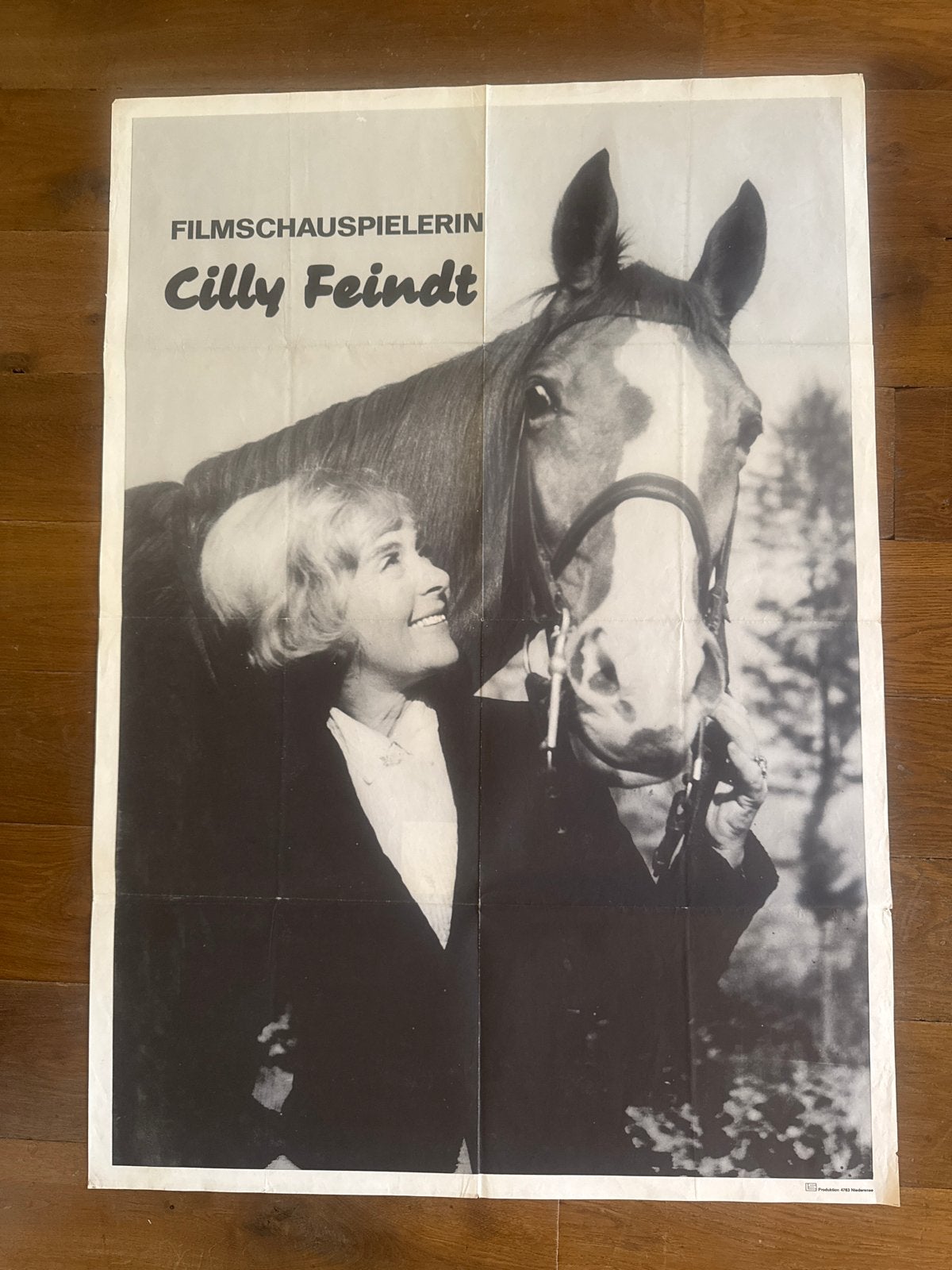 Vintage Poster Cilly Feindt met Paard, Deurposter of groter, Ophalen of Verzenden, Film en Tv, Rechthoekig Staand