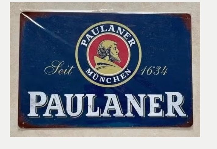 Vintage metalen bordje Paulaner (30x20cm), Ophalen of Verzenden, Nieuw, Reclamebord, Plaat of Schild, Overige merken