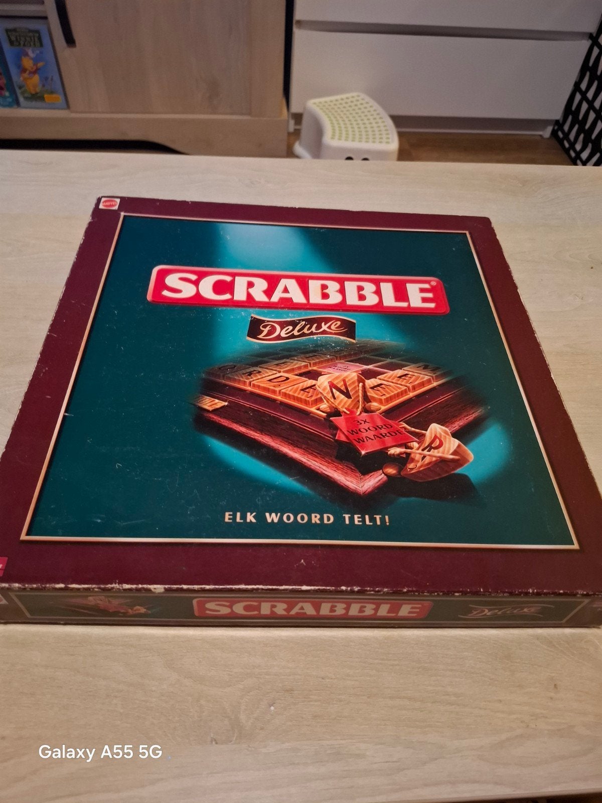 Scrabble Deluxe Bordspel - Compleet en in goede staat, Mattel, Gebruikt, Ophalen of Verzenden, Een of twee spelers