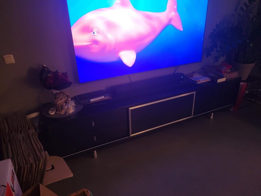 Modern TV-meubel Antraciet met Chromen Poten (240x55x45 cm), Ophalen