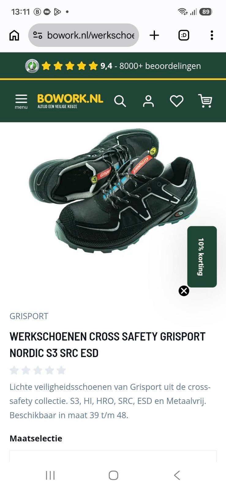 Grisport Nordic S3 SRC ESD Veiligheidsschoenen - Maat 43, Ophalen of Verzenden, Nieuw
