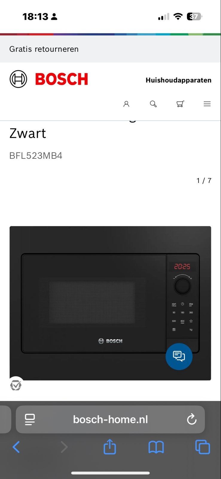 Bosch BFL523MB4 Inbouw Magnetron Zwart - Nieuw, Witgoed en Apparatuur, Ophalen, Nieuw, Magnetron, Inbouw