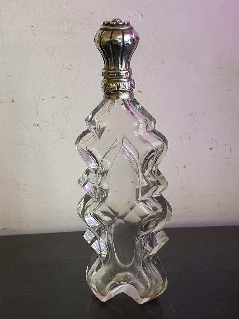 Antiek Parfum flesjes met Zilveren Dop, Ophalen of Verzenden, Zo goed als nieuw, Zilver, Overige merken