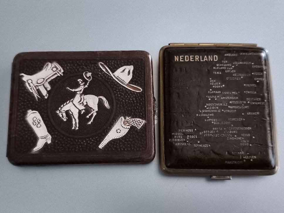 sigaretten houders leer 2x, Verzenden, Zwart, Leer