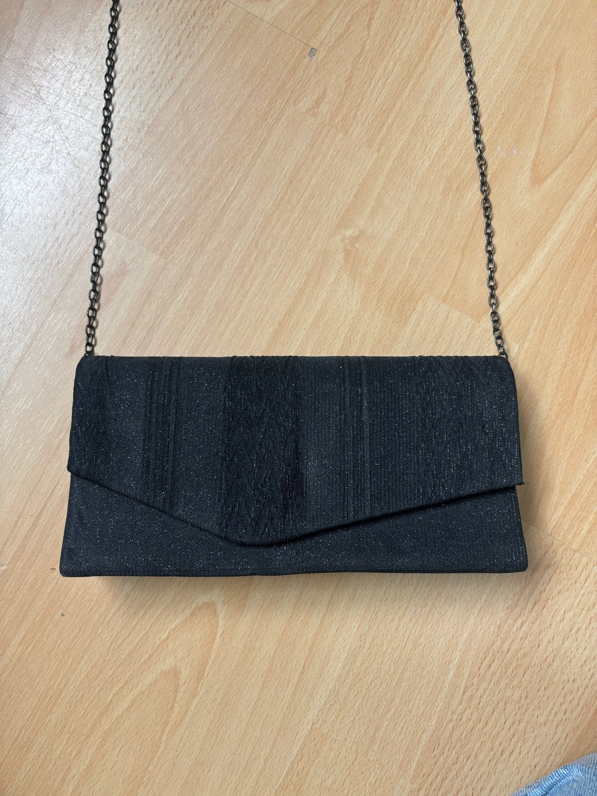 Zwarte clutch/ Avondtasje met Ketting glitter en Stijlvol, Ophalen, Gebruikt, Zwart, Avondtasje