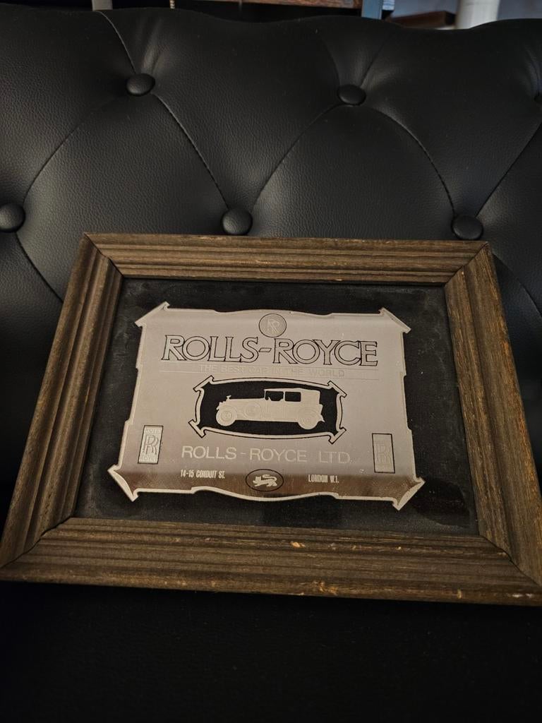 Vintage Rolls-Royce Ltd. ingelijste plaquette, Ophalen of Verzenden, Gebruikt, Auto's