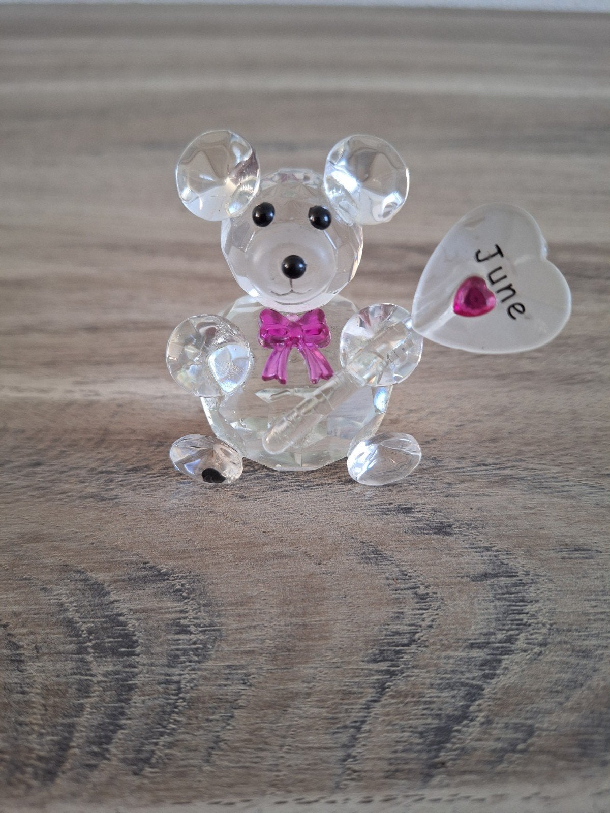 Kristallen Beertje met 'June' Hartje - Nette Staat, Antiek en Kunst, Ophalen of Verzenden