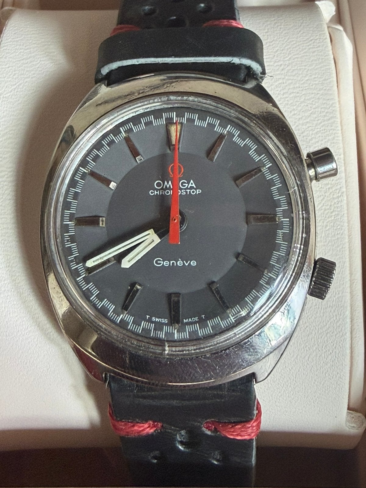 Omega Chronostop Genève, Ophalen of Verzenden, Staal, Omega, 1960 of later