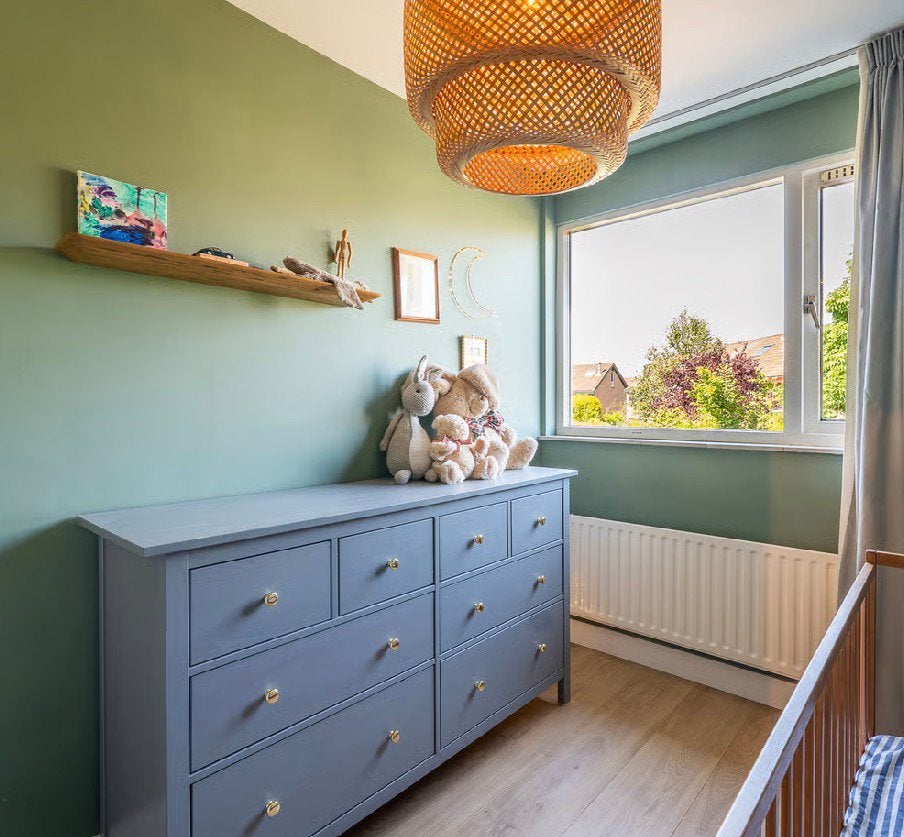 Ikea hemnes commode blauw/grijs, Gebruikt, 5 laden of meer, 150 tot 200 cm, Ophalen of Verzenden