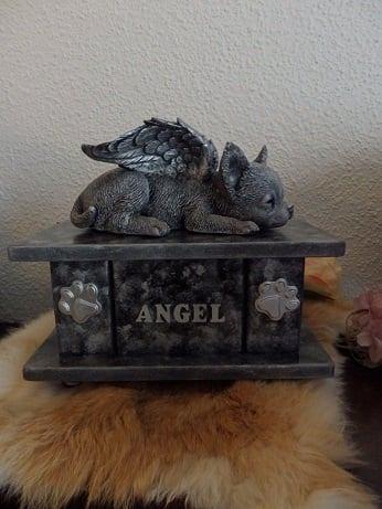 Chihuahua beeld met of zonder vleugels op urn handgemaakt, Ophalen of Verzenden, Nieuw