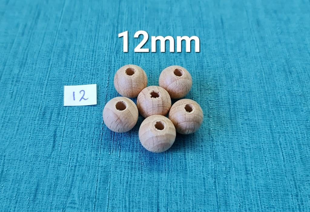 Beukenhouten kralen 12mm - per 10 stuks, Verzenden, Nieuw, Kraal