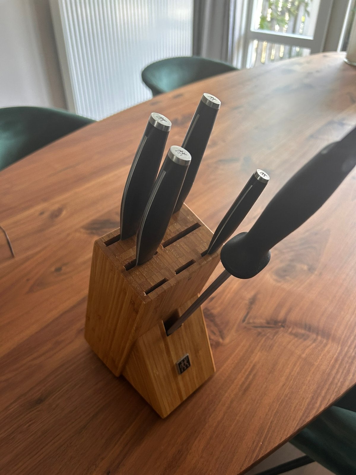 Te koop Zwilling messenblok met messen en aanzetstaaf, Huis en Inrichting, Ophalen of Verzenden, Zo goed als nieuw, Rvs of Chroom