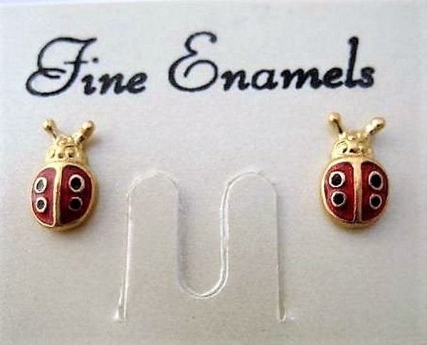 FISH Zeldzame vintage oorbellen Lieveheersbeestje (7631-1048, Ophalen, Overige materialen, Nieuw, Knopjes of Stekers
