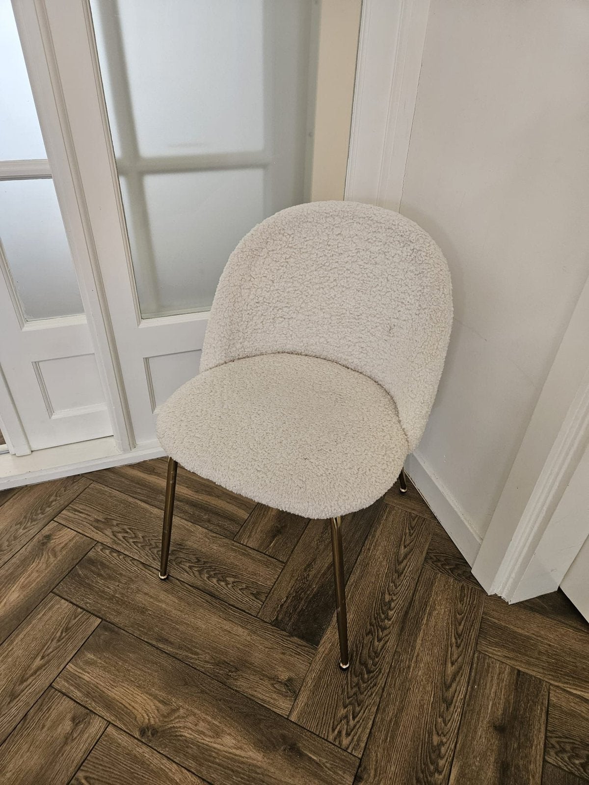 Maisons Du Monde Teddy eetkamerstoel 3x, Ophalen, Wit, Zo goed als nieuw, Stof