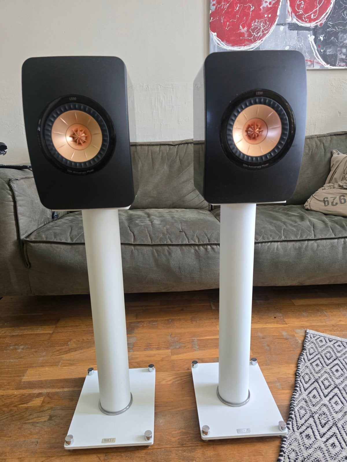 Kef LS50 Anniversary Model speakerset met stands, Audio, Tv en Foto, Luidsprekers, Gebruikt, Inclusief standaarden, Speakerset