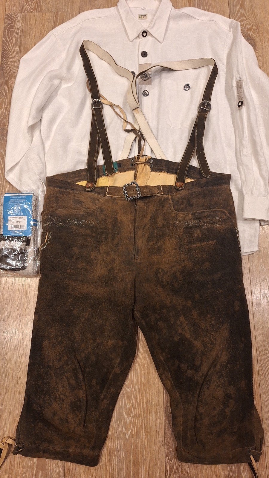 Meindl lederhose 56 overhemd kousen oktoberfeest Tiroler, Ophalen of Verzenden, Gedragen, Maat 56/58 (XL), Meindl