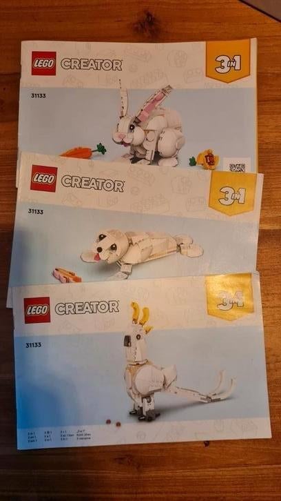31133 Lego creator 3 in 1 konijn, papegaai, zeehond, Ophalen of Verzenden, Zo goed als nieuw