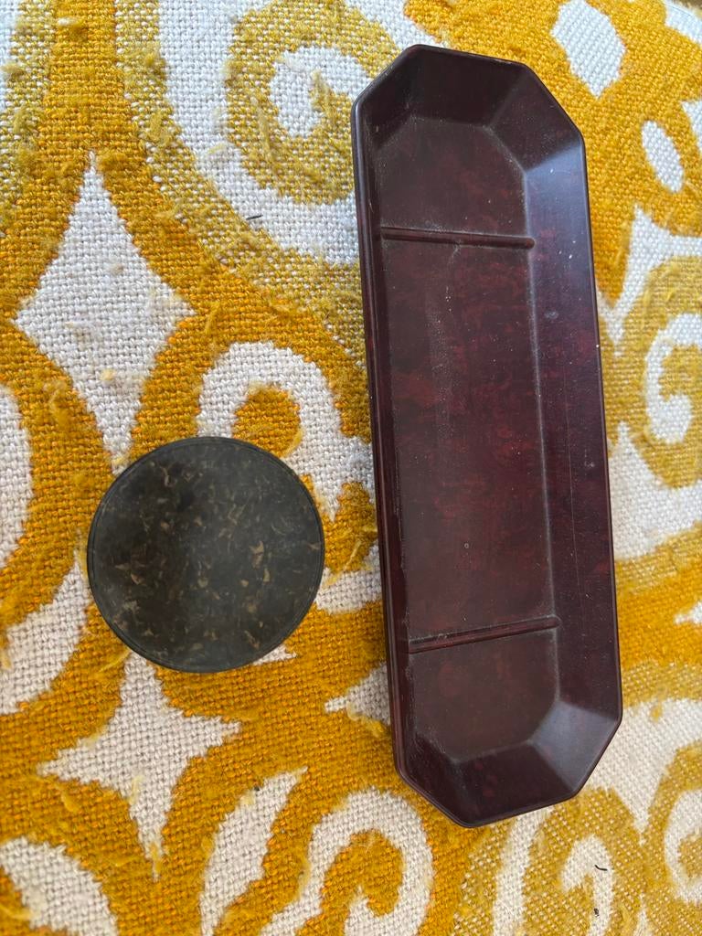 Vintage Bakelieten Pennenbakje en Rond Doosje, Antiek en Kunst, Ophalen of Verzenden