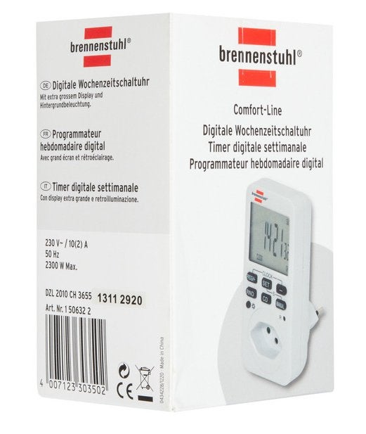 Brennenstuhl Comfort-Line Digitale weektijdschakelaar, Doe-het-zelf en Verbouw, Ophalen, Nieuw, Brennenstuhl, Schakelaar