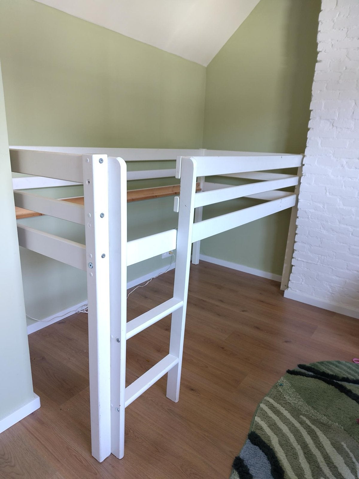 Witte halfhoogslaper (excl. lattenbodem), Ophalen, 85 tot 100 cm, Gebruikt, Hoogslaper of Stapelbed