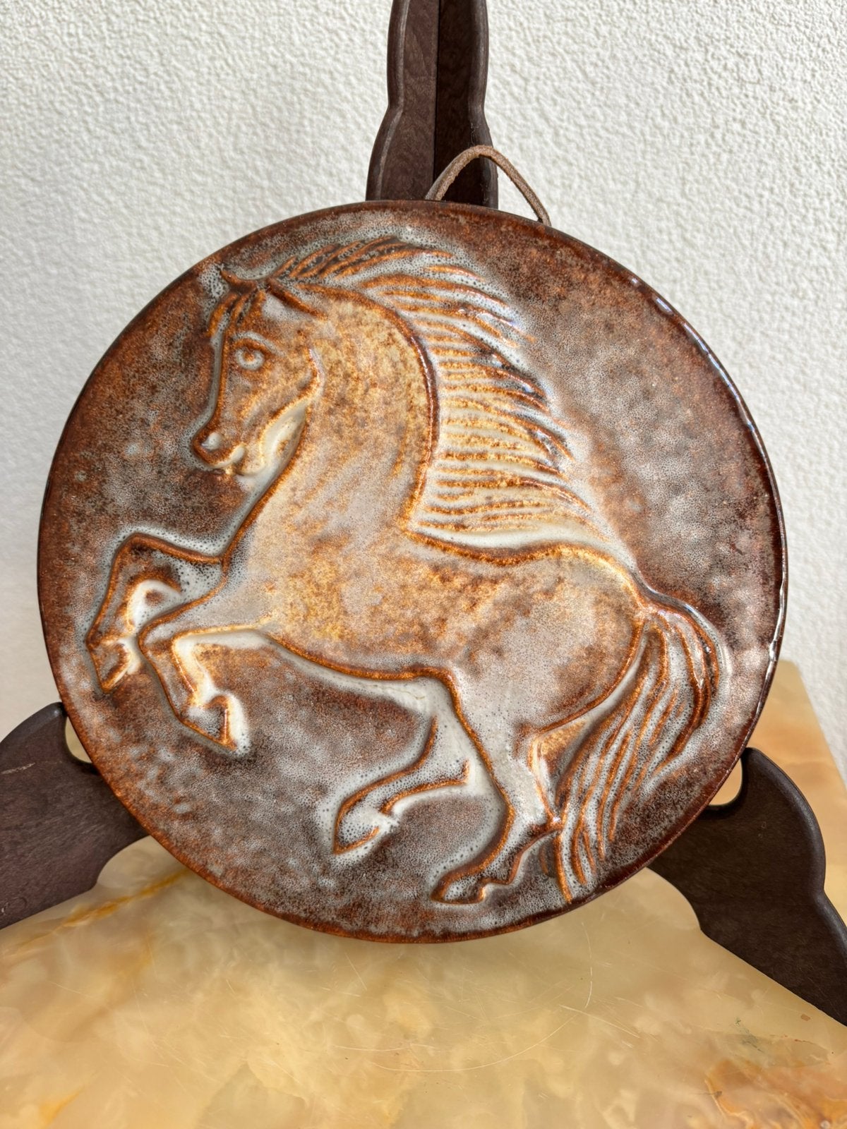 Vintage wandbord Steuler Keramik West-Germany 20 cm paard, Ophalen of Verzenden