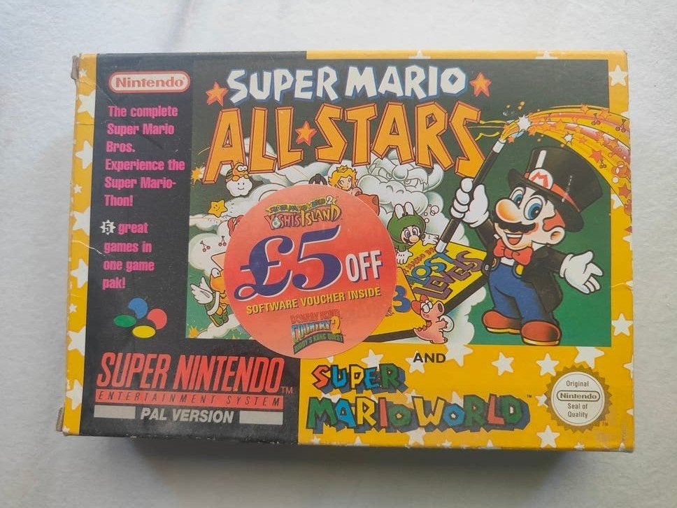 Super Mario All-Stars + Super Mario World – SNES – PAL – Com, Spelcomputers en Games, Games | Nintendo Super NES, 2 spelers, Ophalen of Verzenden