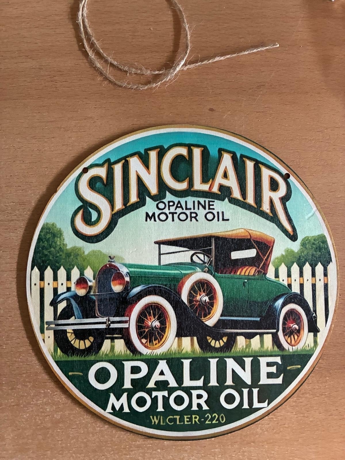 Houten Sinclair Oil reclamebordje - 30 cm, Ophalen of Verzenden, Gebruikt, Auto's