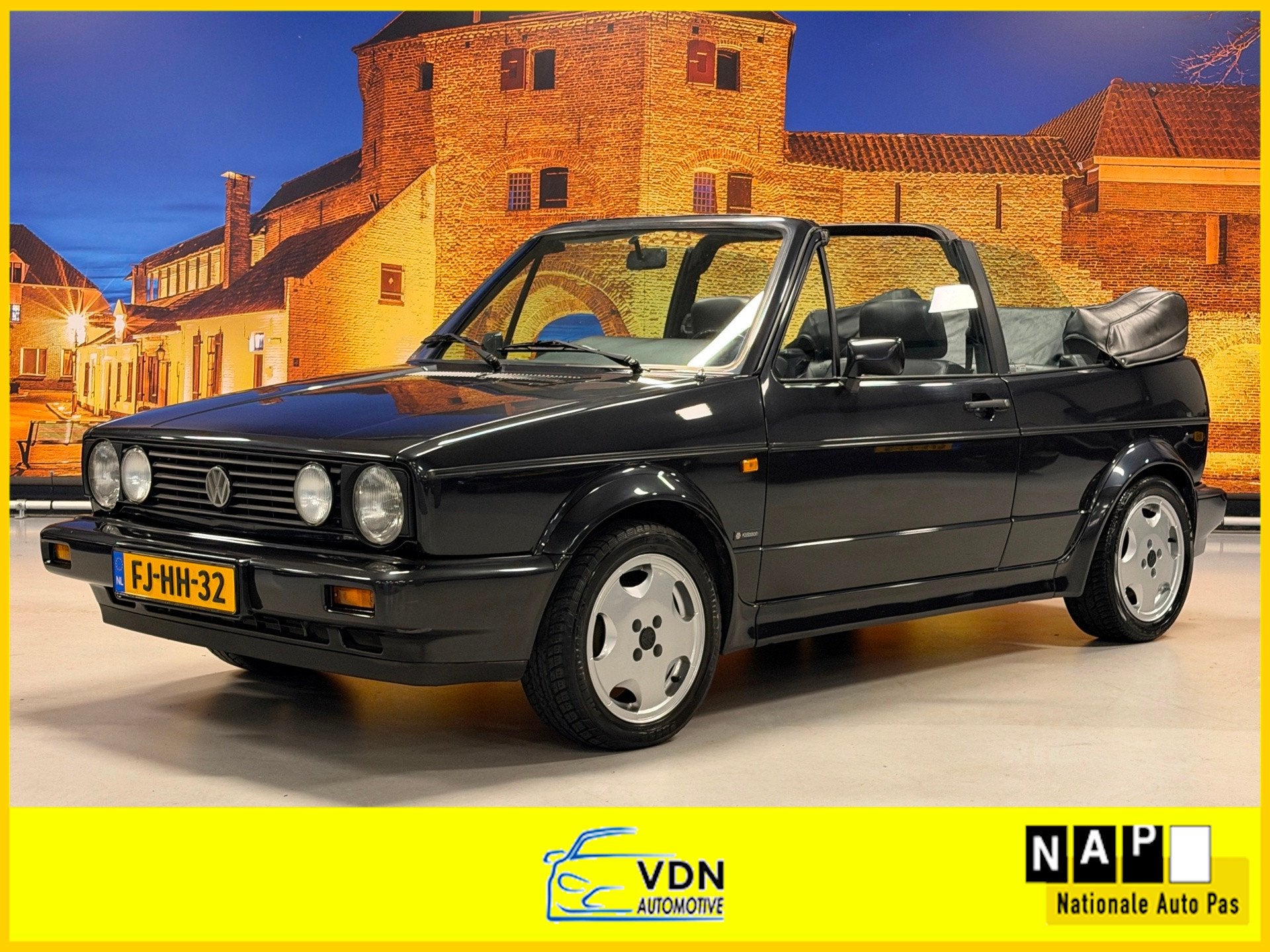 Volkswagen Golf Cabriolet Quartett 1.6 GLS Leer Stuurbekrach, Voorwielaandrijving, Gebruikt, Zwart, 4 cilinders