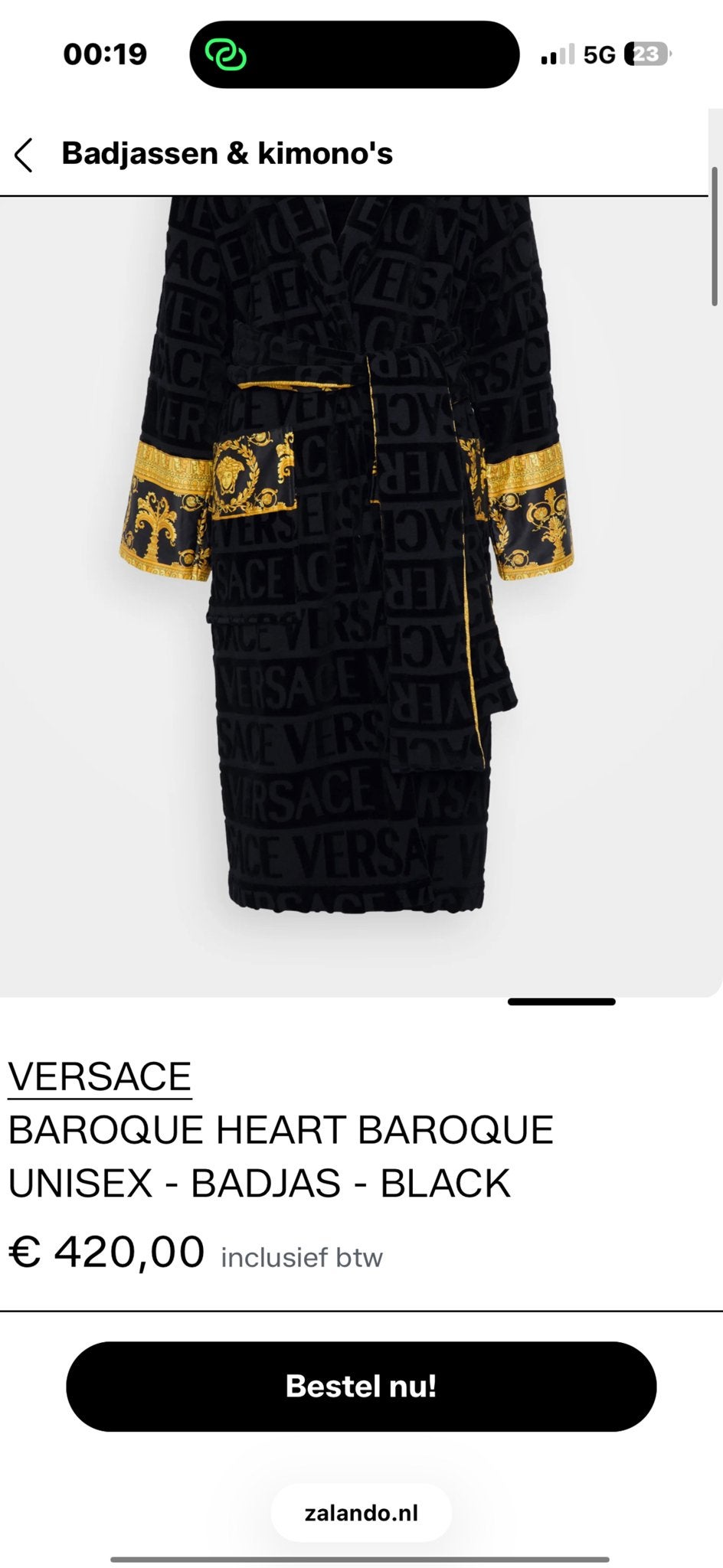 Versace Badjas - Zwartgoud details nieuw ongedragen, Overige typen, Zwart, Nieuw, Ophalen of Verzenden