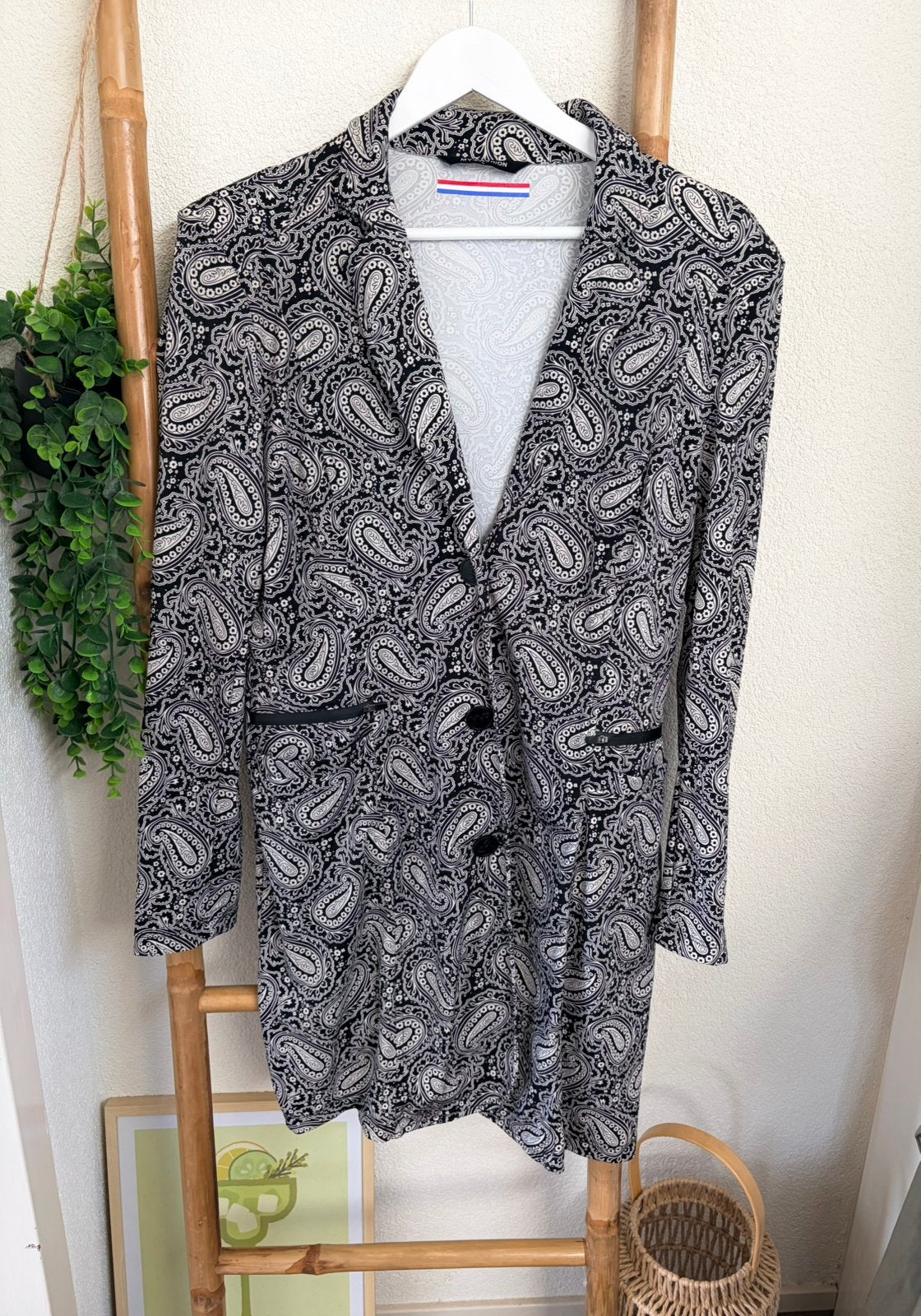My Pashion lange travelstof blazer maat L, Zwart, Maat 42/44 (L), Ophalen of Verzenden, Zo goed als nieuw