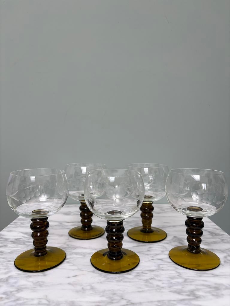 Set van 5 wijnglazen. Oostenrijkse roemerglaasjes, Verzamelen, Glas en Borrelglaasjes, Ophalen of Verzenden, Gebruikt, Overige typen