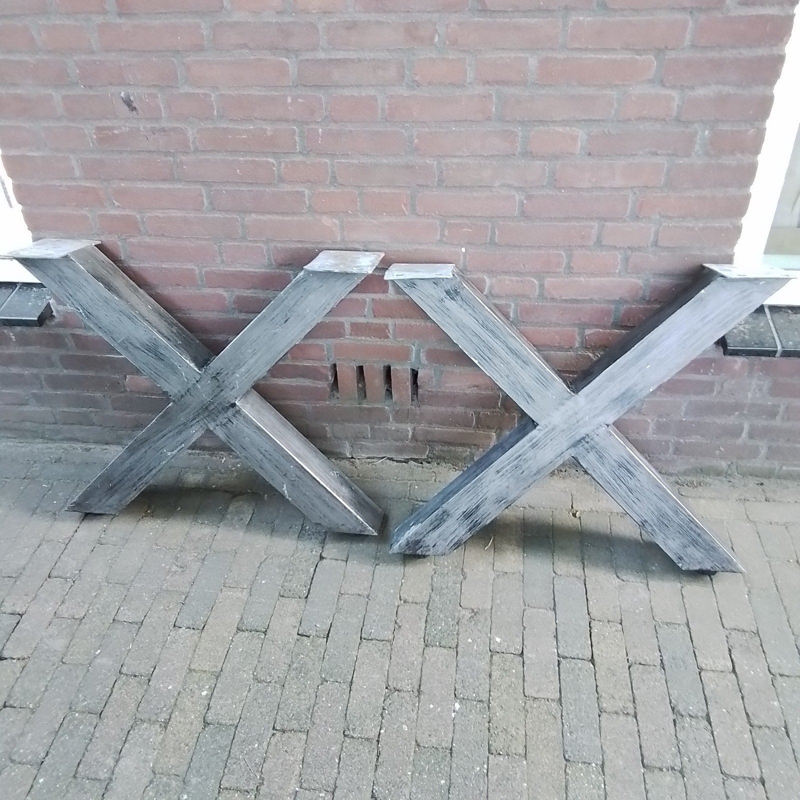 aluminium kruis tafelpoten met stelschroef, 67cm hoog, Ophalen, Gebruikt, 50 tot 100 cm, 50 tot 100 cm