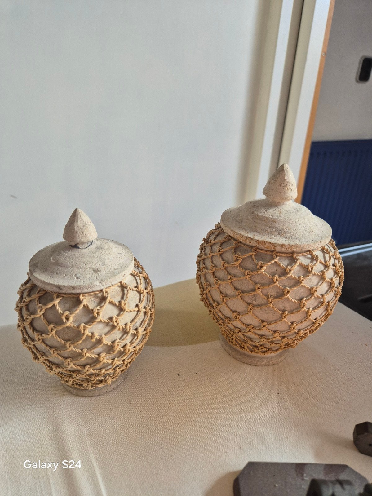 Decoratieve potten met netstructuur - set van 2, Ophalen