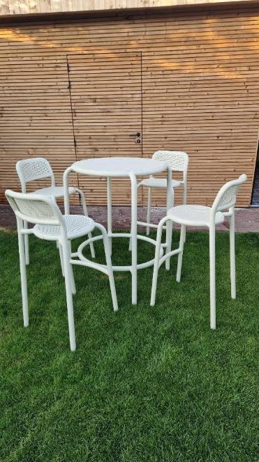 Tuinset fatboy haute bistrau staantafel met 4 kruk, Ophalen, 4 zitplaatsen, Tuinset, Nieuw