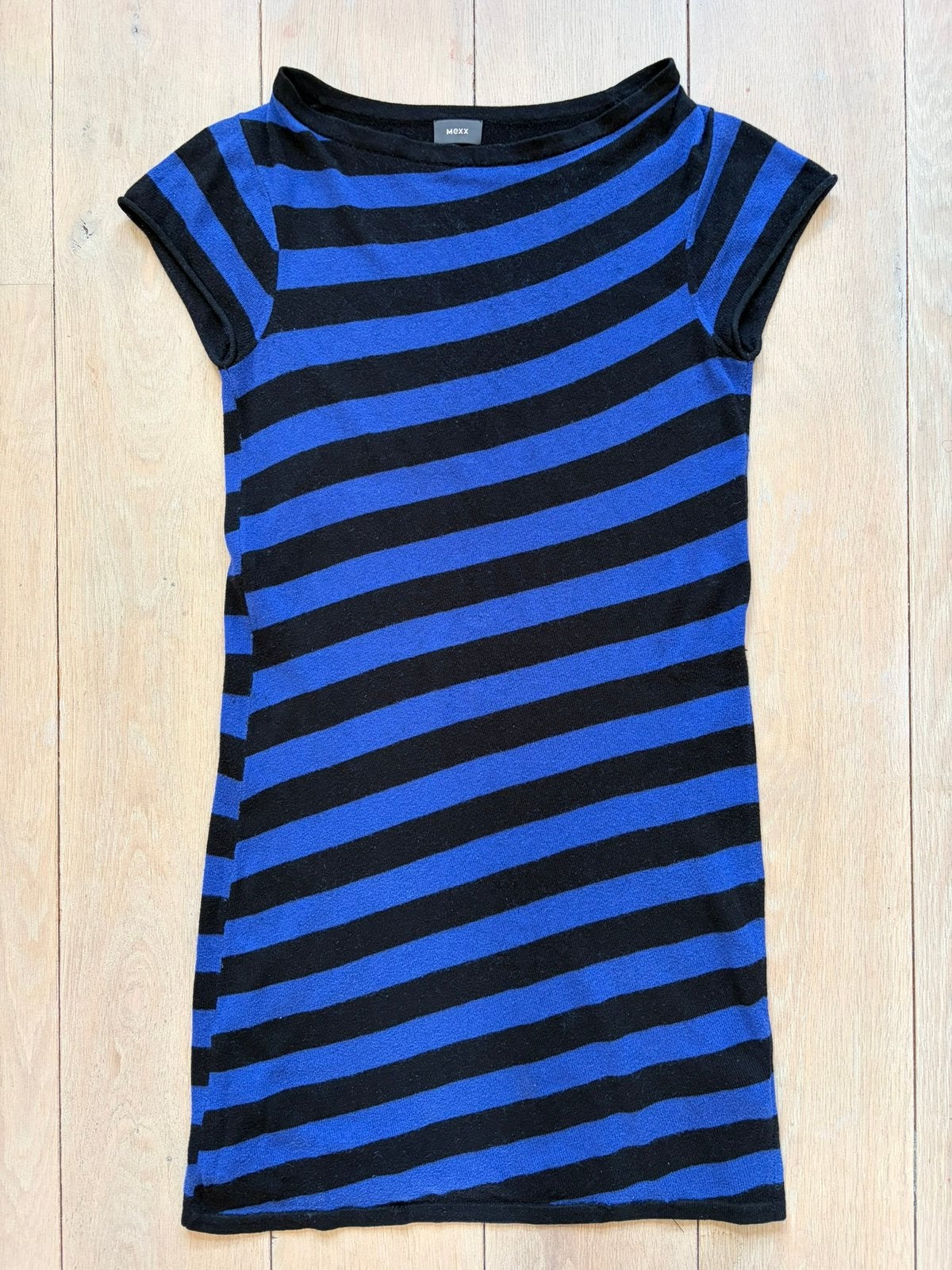Blauw zwart Mexx L knitted jurkje boothals, Kleding | Dames, Jurken, Mexx, Blauw, Maat 42/44 (L), Ophalen of Verzenden