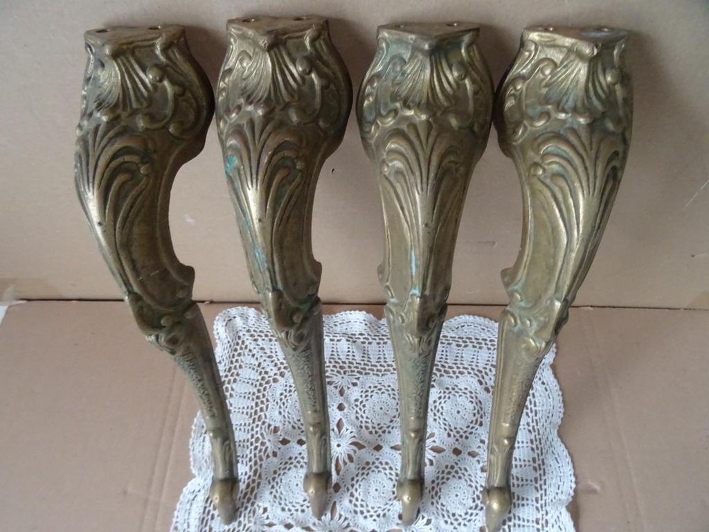 Antieke messing tafelpoten Hollywood Regency stijl 37cm, Ophalen of Verzenden