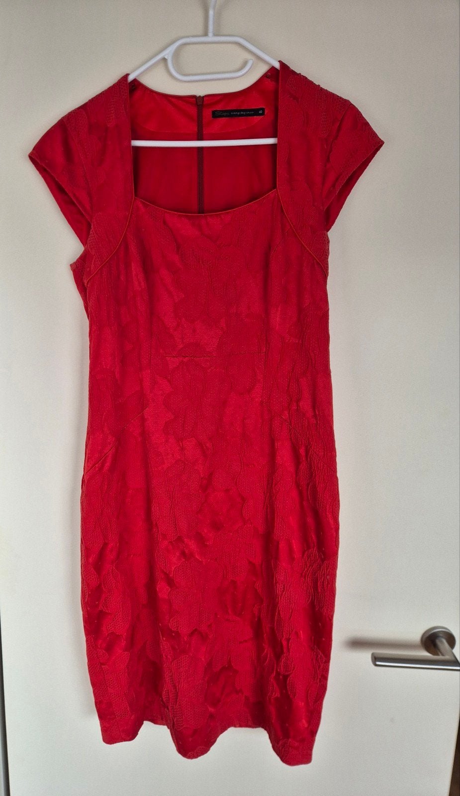 Steps rode jurk met patroon, maat 40, Kleding | Dames, Jurken, Maat 38/40 (M), Ophalen of Verzenden, Zo goed als nieuw, Knielengte