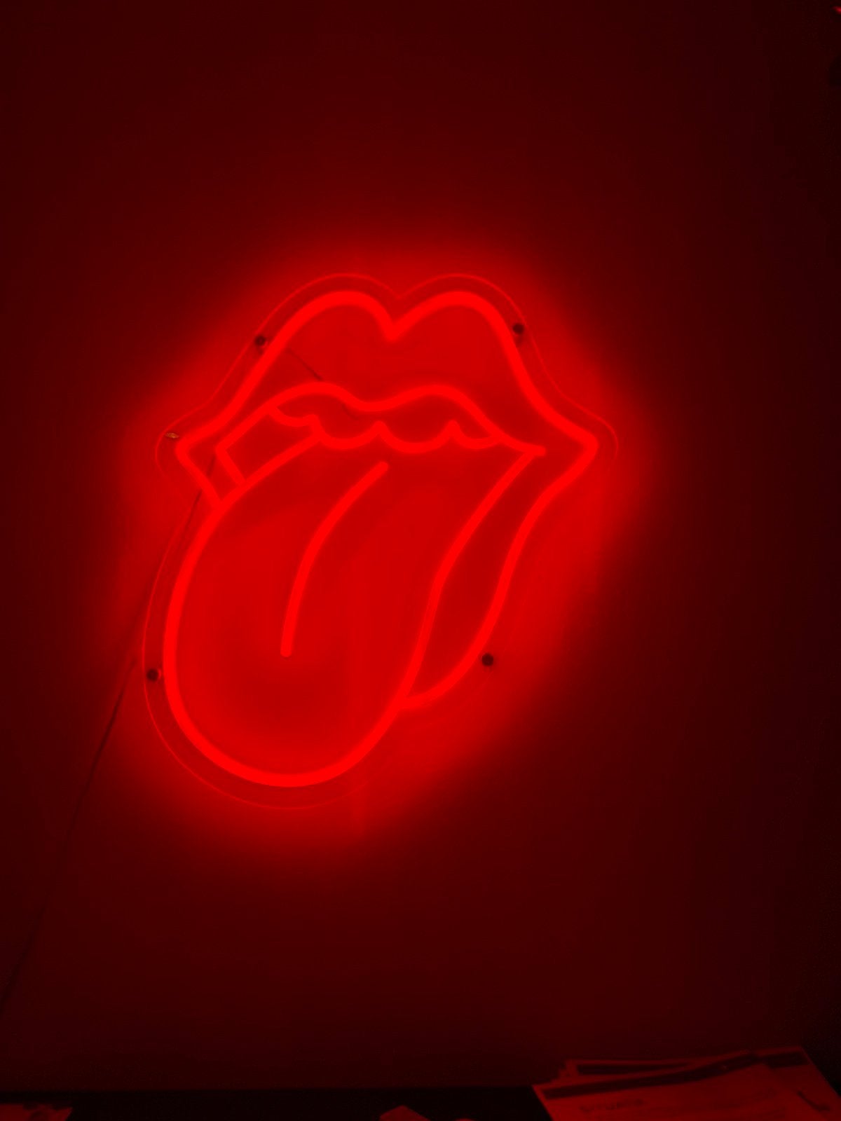Rolling Stones Neon LED Licht - Iconische Lippen, Kunststof, Ophalen of Verzenden, Zo goed als nieuw, Rood