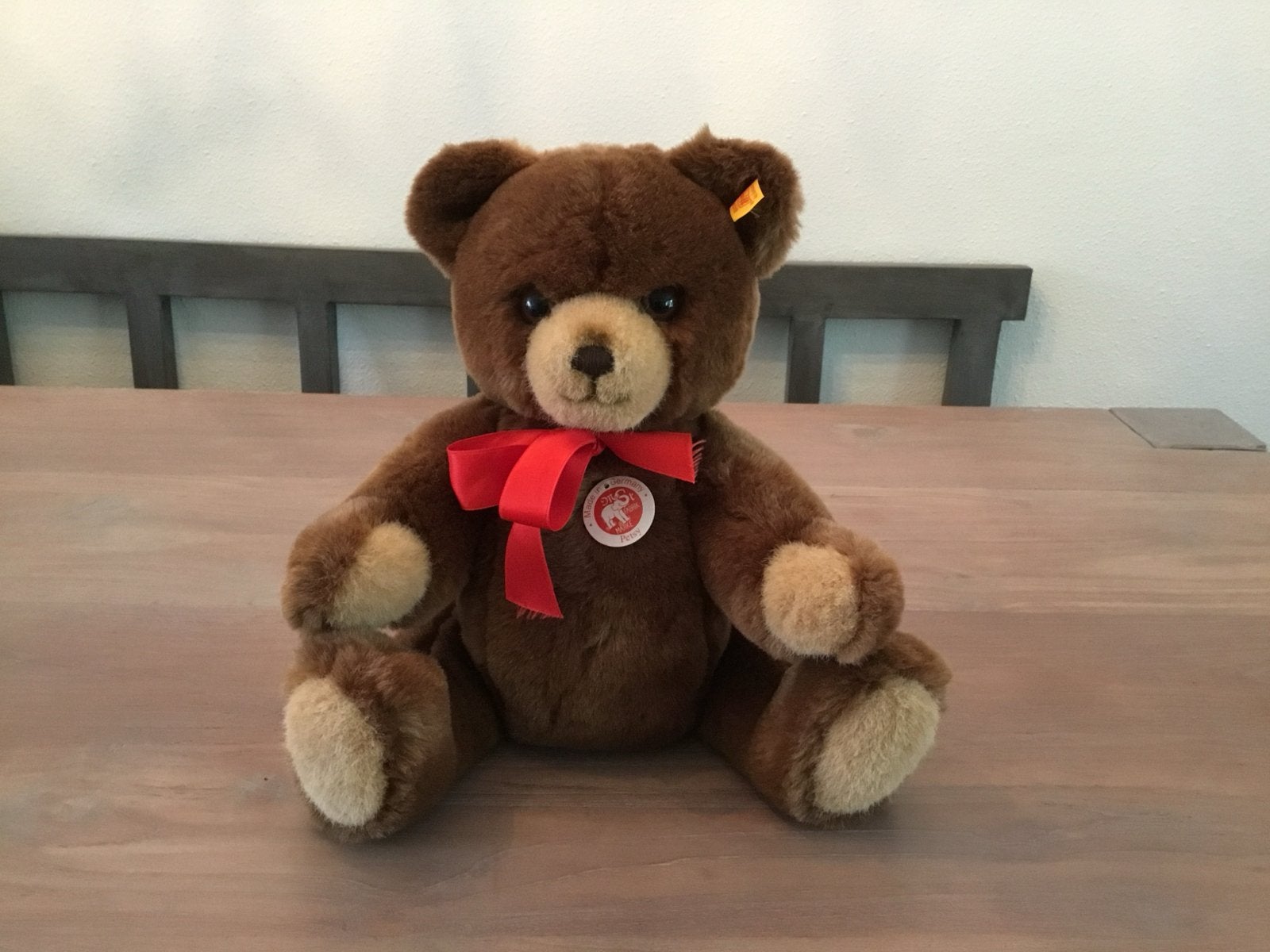 Steiff Petsy Teddybeer - Zo goed als nieuw, Beer, Ophalen of Verzenden, Middelgroot (20 tot 80 cm), Bruin