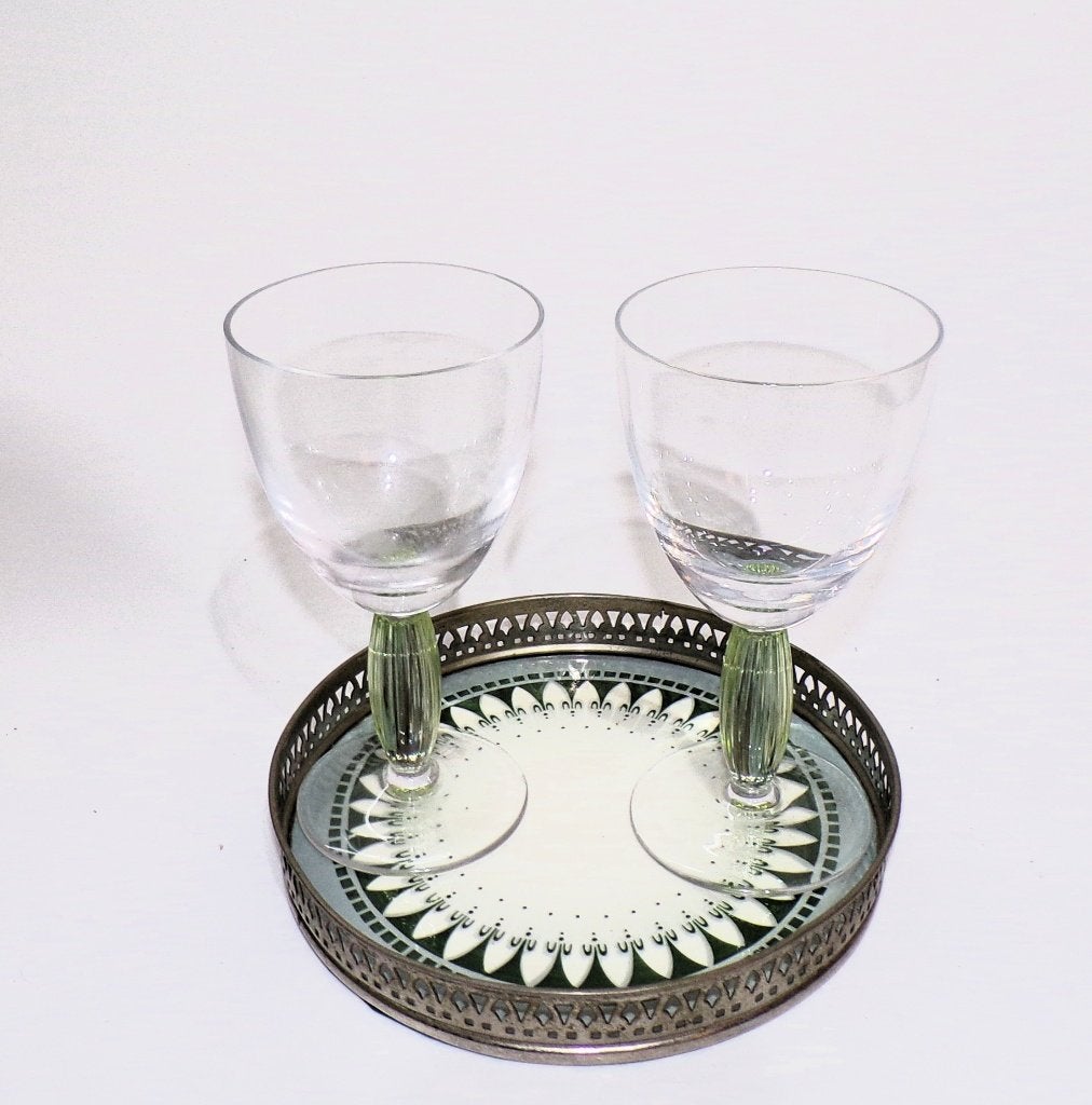 Art deco plateel dienblad met nikkelen rand, Ophalen of Verzenden