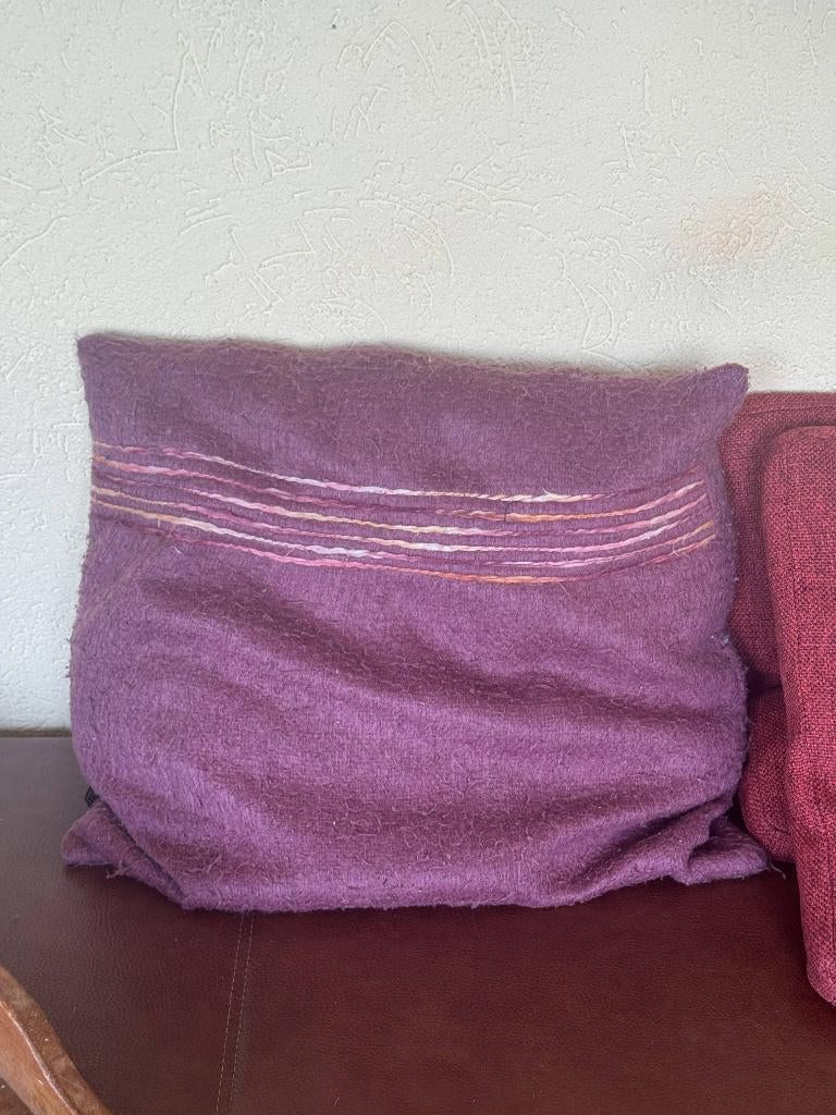 Grote Mix-set van 11 Sierkussens – Bordeaux, Kelim & Textuur, Ophalen, Gebruikt, Rood, Vierkant